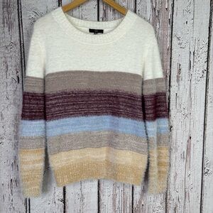 FATE Size Small Fuzzy Stripe Knit Sweater Pullover‎ Nylon Acrylic Coastal Colors